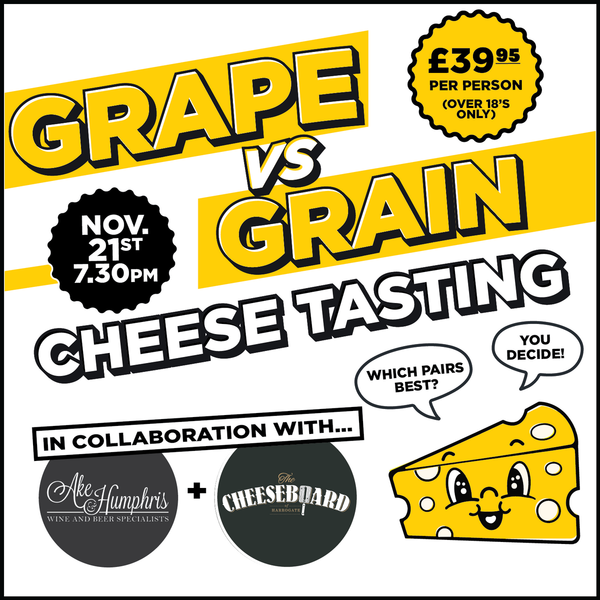 Grape vs Grain Cheese Tasting RoostersBrewingCo